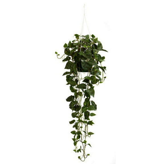 Nearly Natural 44in. Philodendron Hanging Basket Silk Artificial Plant, Green