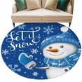 thumbnail image 2 of 7ft Round Rug, Blue Snowman Christmas Non-Skid Rubber Backing Large Area Rugs - Living Room Bedroom Home Office, Xmas Winter Snowflake Let Snow Indoor Floor Mat Carpets Washable Rug, 2 of 9