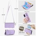 thumbnail image 5 of ELEHOLD For Samsung Galaxy A53 5G Phone Case Leather Crossbody Zipper Card Wallet Flip Case Kickstand Cover, with Ring Holder,Full Body Protection-Violet, 5 of 7