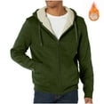 thumbnail image 2 of FRSASU Jackets for Men Fall and Winter Men's Fashion Loose Cardigan Fleece-Lined and Thicken Warm Hooded Jacket Green, 2 of 7