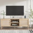 Rattan TV Stand for 65 Inch TV Farmhouse TV Console Media with