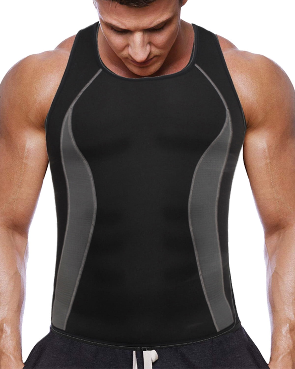 Men Polymer Sauna Sweat Vest Waist Trainer Body Shaper Weight Loss Tank Top Suit 