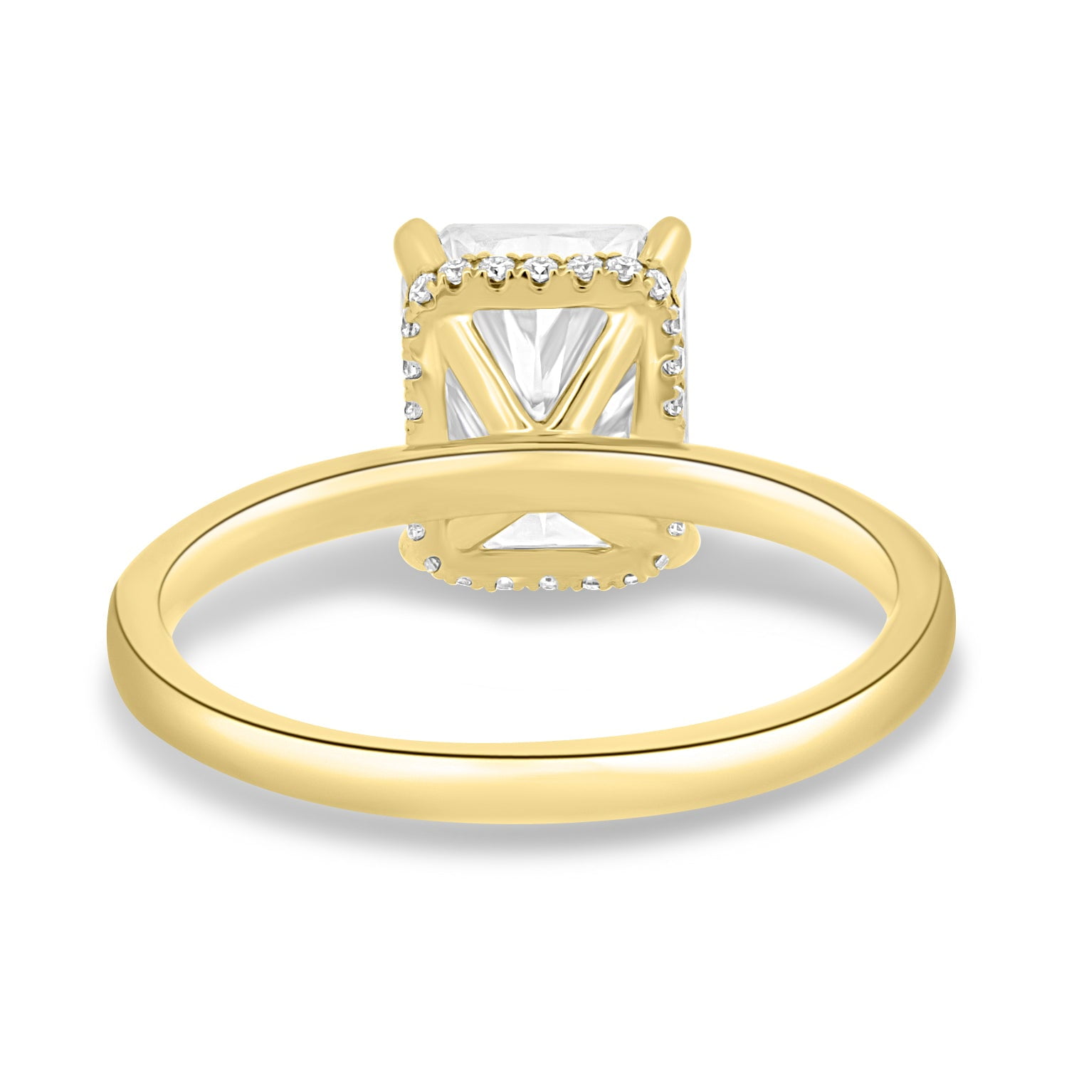 ESTE ORIGIN 4 Ctw Radiant Lab Grown Diamond Solitaire Ring with Hidden Halo in 10K Yellow Gold for Women