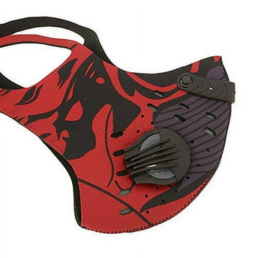 ASA TECHMED Reusable Dual Air Breathing Valve Face Mask Cover with Activated Carbon Filter (Tactical Red)