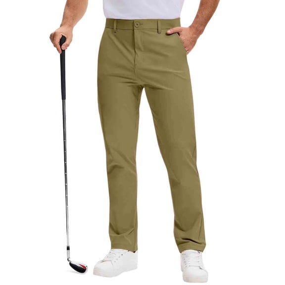 Golf Pants for Men with Pockets Quick-Drying Lightweight Mid Waisted Trousers Mens Casual Solid Color Breathable Straight Leg Athletic Workout Pant