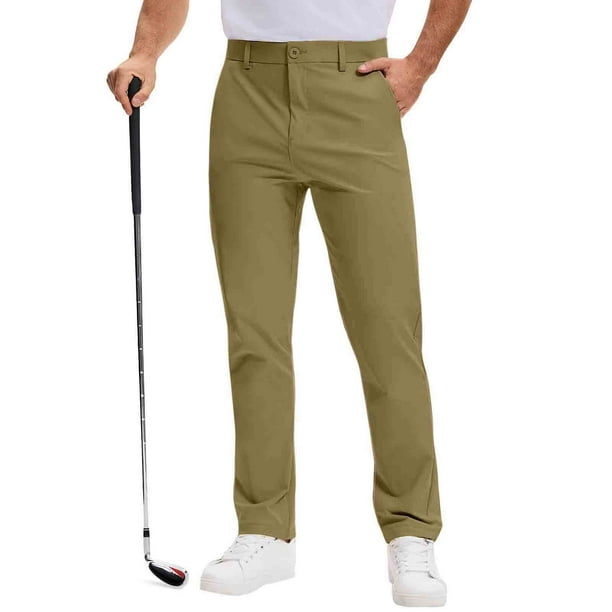 Ceisia Men Solid Color Button Up Golf Pants Lightweight Outdoor Casual Gift Sports Trousers