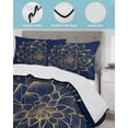thumbnail image 4 of Navy Blue Yellow Spring Floral Twin Size Down Alternative Comforter,Lightweight Comforter Quilt Bedding Set with Pillow Shams Abstract Blossoms Botanical Bed Comforter Duvet Insert 68"x86", 4 of 7