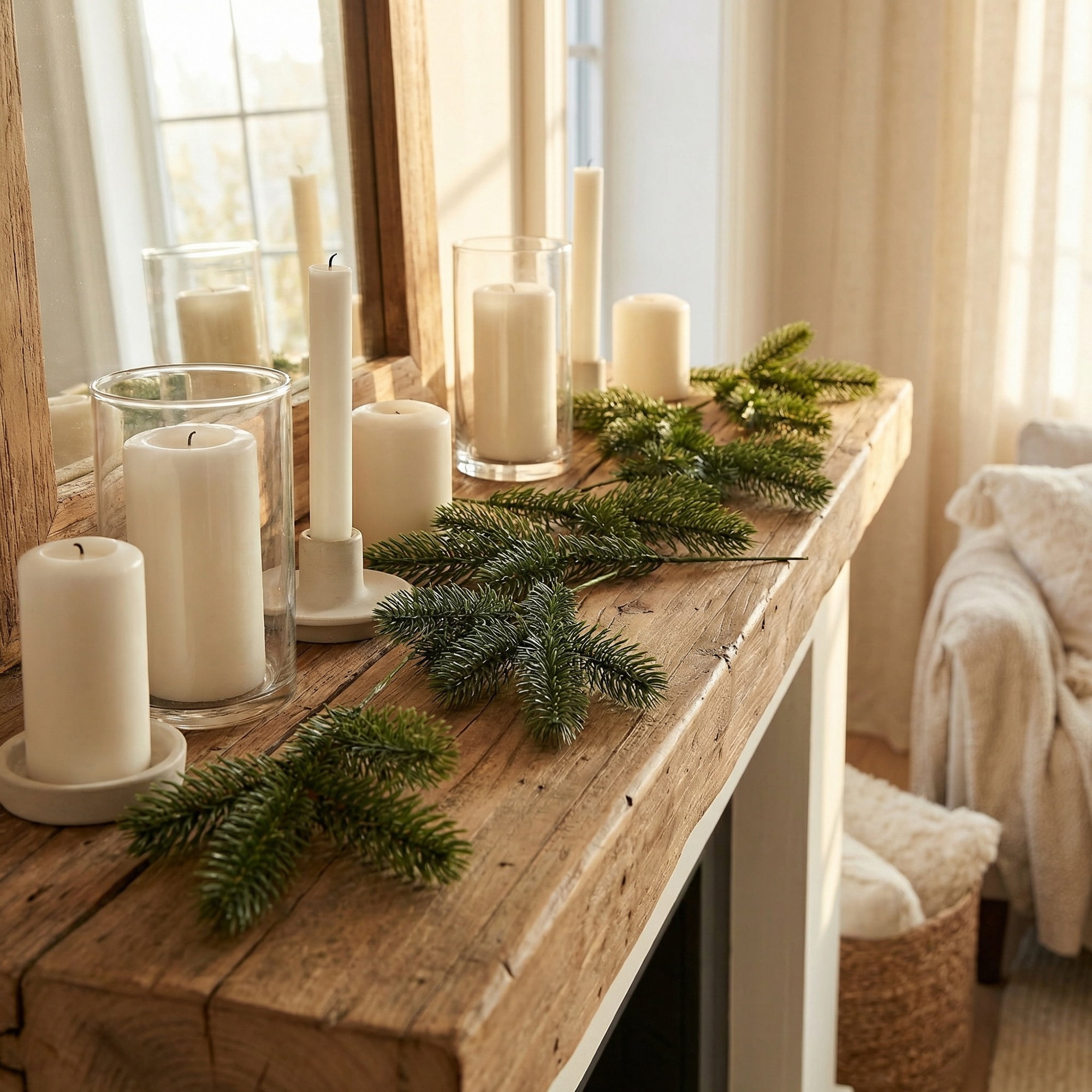Unique Bargains 12pcs Artificial Fir Pine Branches Green 9.4"