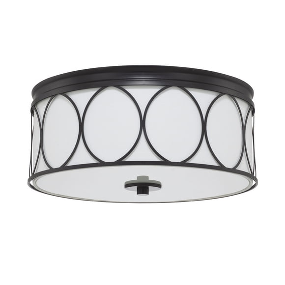 Capital Lighting 225131MB-683 Rylann - Three Light Flush Mount, Matte Black Finish with White Glass