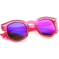thumbnail image 4 of sunglassLA Unisex Geometric Colorful Translucent Frame Color Mirrored Lens Hexagonal Sunglasses (Pink / Blue Mirror) - 45mm, 4 of 4