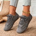 thumbnail image 4 of Willtoo Womens Retro Lace Up Flats Low Top Casual Sneakers Round Toe Lightweight Soft Sole Fashion Walking Trainers Daily Outdoor Driving Shoes, 4 of 5