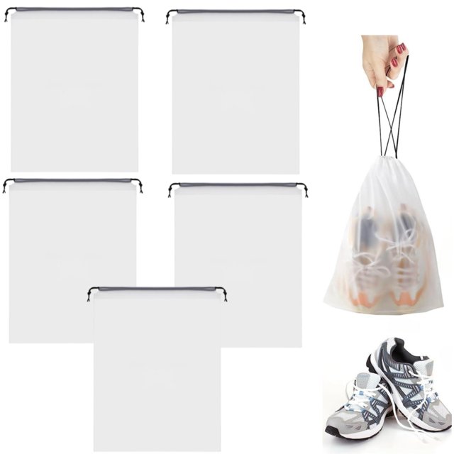 11.8 x 15.7 inch Drawstring Bags 10 Pack, Travel Shoe Bags with Drawstring, Large Shoes Storage Organizers Pouch with Rope, Translucent Shoe Bags for Travel
