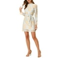 thumbnail image 5 of MODA NOVA Juniors Ruffle Crew Neck Long Sleeves Floral Lace Casual Mini Dress, 5 of 8