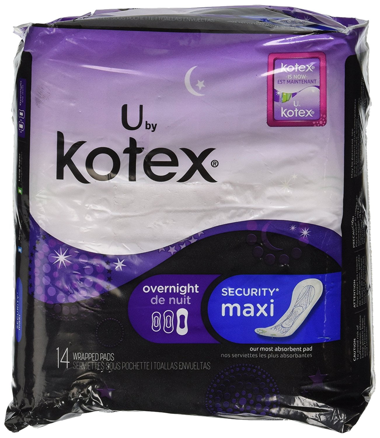 U by Kotex Maxi Pads, Overnight, Unscented 14 each