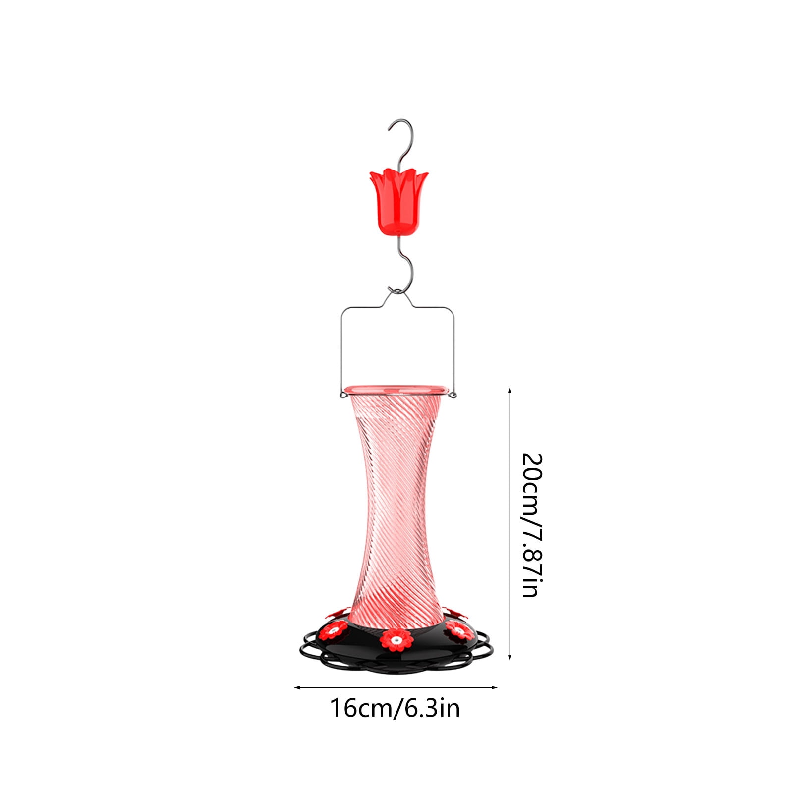 Hanging Glass Hummingbird Feeder, 7.8in Outdoor Decorative Wild Bird Nectar Feeder With Flower‑Shaped Ports