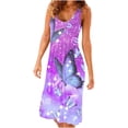 thumbnail image 2 of SMihono Robe Maxi Bohème d'Été pour Femmes Grande Taille Mode Féminine Col Rond Sans Manches Robe Imprimée de Plage, 2 of 5