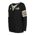 thumbnail image 2 of Women's New Era Black New Orleans Saints Lace-Up Notch Neck Long Sleeve T-Shirt, 2 of 3