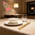thumbnail image 5 of Sticks 5 Pairs, Reusable Stainless Steel Chopsticks Dishwasher Safe Non-slide Airy Chop Sticks Korean Japanese Chinese Chop Sticks Gift Set, 9.2in,Gold, 5 of 6