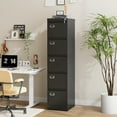 thumbnail image 3 of Fesbos 5 Drawer Steel File Cabinet with Lock, Black Filing Cabinets for Home Office, 18" Deep Vertical Metal Office File Storage Cabinet Organizer for Letter/Legal/A4, 3 of 10