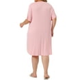 thumbnail image 3 of Agnes Orinda Women's Plus Size Night Shirts Short Sleeve Round Neck Pajamas Nightgowns 1X Pink, 3 of 6