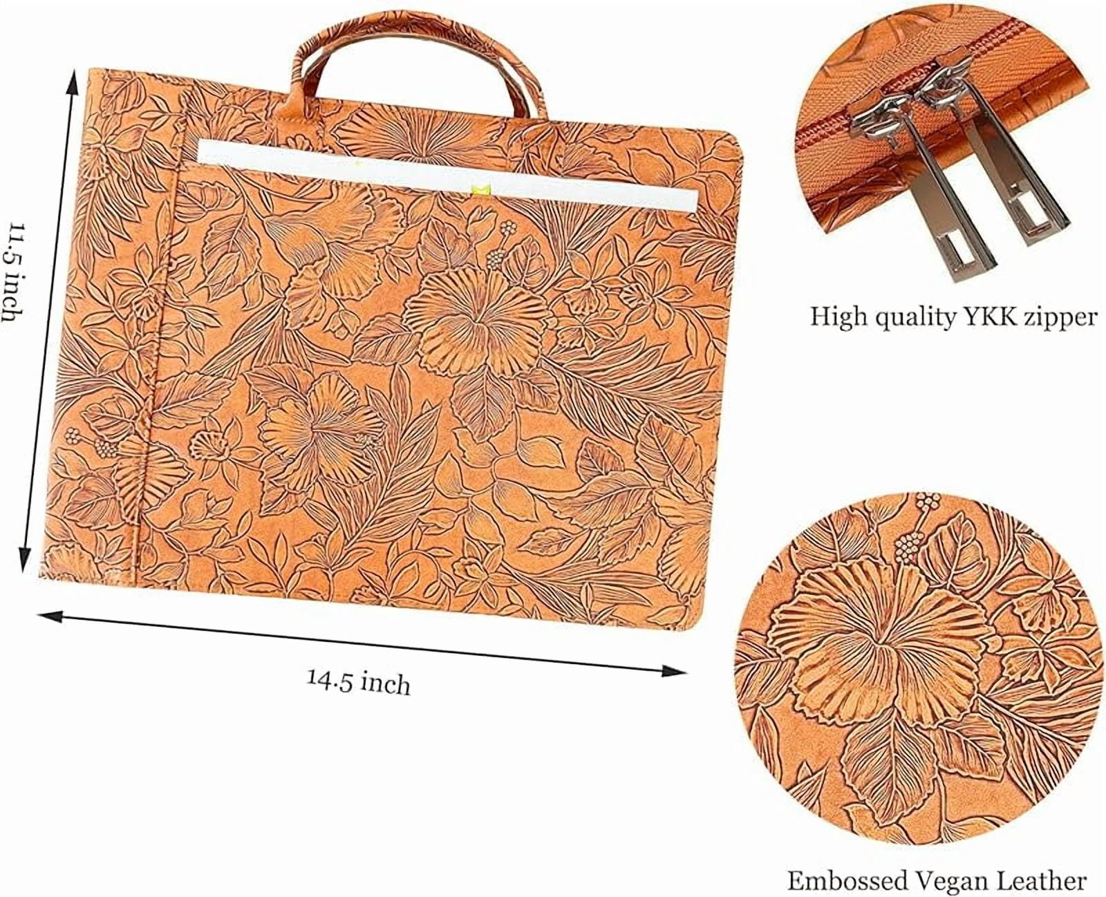 7 Ring Check Binder Vegan Leather Portfolio for 3-Up Business Size Checks, with Handle and Zippered Briefcase with 500 Check Capacity，9 x 13 inch Sheets (Hua Brown, Standard) (Hua Brown)