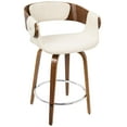 thumbnail image 3 of Elisa Mid-Century Modern Counter Stool in Walnut and Cream Fabric by LumiSource - Set of 2, 3 of 7