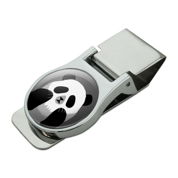 Panda Skull Optical Illusion Spooky Satin Chrome Plated Metal Money Clip