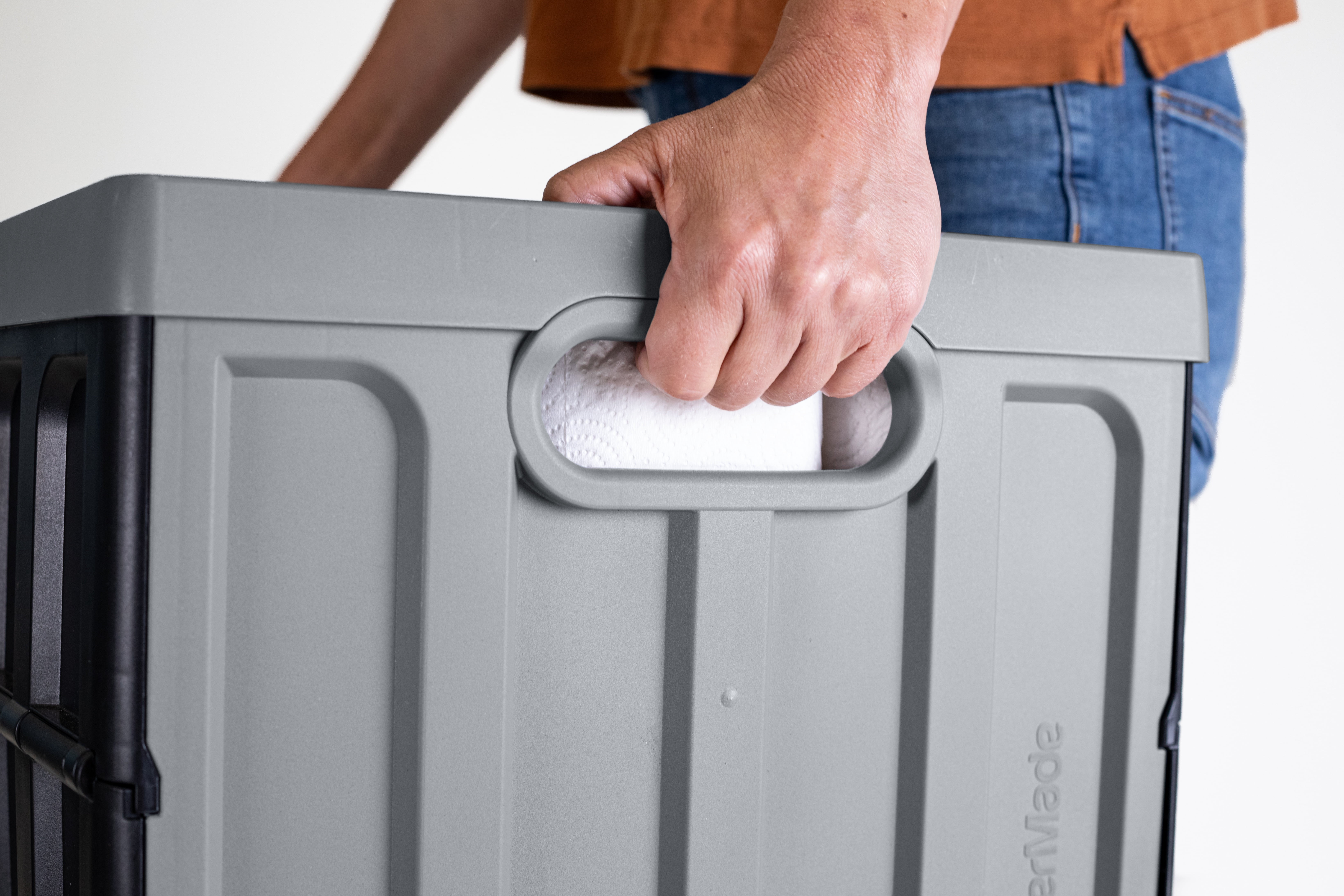 CleverMade Stackable Collapsible Storage Bin with Lids, 16 gal, Stone, 1 Pack