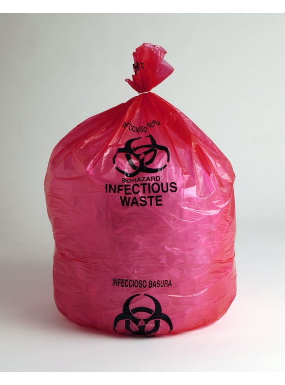 31" X 43" 1.5 Mil Linear Low Density Red Infectious Waste Trash Bags (70 Bags on Roll)