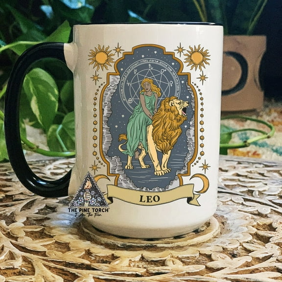 Leo Zodiac Coffee Mug, Witchy Leo Birthday Gift for Her