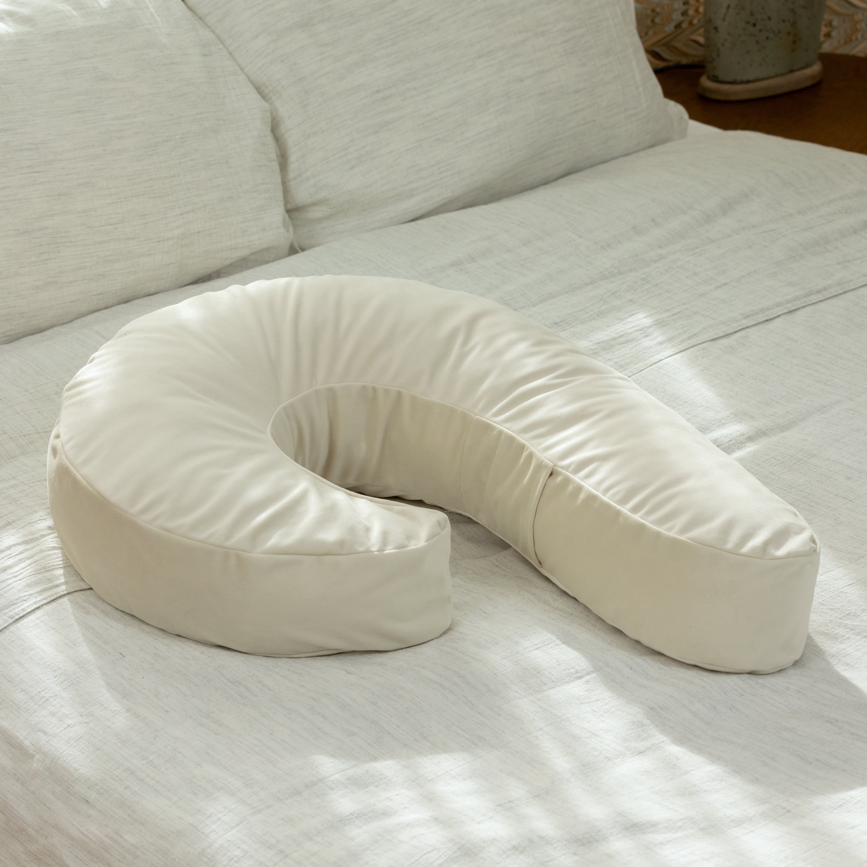 Avana Uno Memory Foam Snuggle Pillow for Side Sleepers, Cloud/Camel