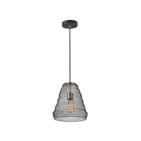 

Adesso Sheridan Pendant Black with Antique Brass Accents Metal Wire Mesh Shade