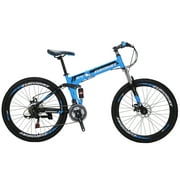 Vélo de montagne pliant, Eurobike G4 Full Suspension Vélos de montagne pliants 27,5 pouces, cadre de 17 pouces, vélos de vélo pliables pour adultes et adolescents Bleu