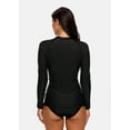 thumbnail image 5 of Charmo Women's Zipper Long Sleeve Rash Guard Sun Protection Swim Shirt Athletic Workout Running Tops Shirts, 5 of 6