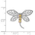 thumbnail image 2 of 925 Sterling Silver Citrine Dragonfly Floating Open Chain Slide Pendant Necklace Charm Gemstone Birthstone November Insect Arachnid, 2 of 6
