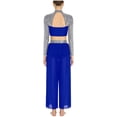 thumbnail image 2 of Raenseen Women Lyrical Dance Outfits Sets Sequins Rhinestones Crop Top with Mesh Sheer Pants Royal Blue M, 2 of 4