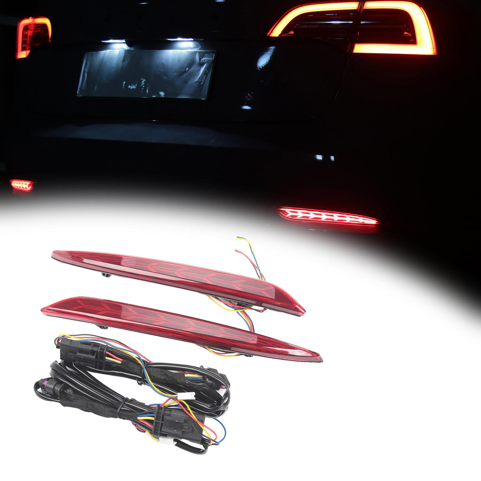 Tesla Model 3 Rear Fog Light LED Rear Bar Light Replacement Turn Signal Indicators 2017-2022 Fishbone Model 