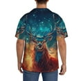 thumbnail image 3 of Wukai Celestial Stag Cosmic Glow Men's Casual Short-Sleeve Button Down Shirt,Cuban Shirts for Men,Mens Short Sleeve Dress Shirts-Small, 3 of 5