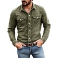 thumbnail image 6 of Zeijnsda Mens Denim Shirts Fashion Turndown Collar Long-Sleeved Blouse Solid Color Casual Button Down Shirts with Chest Pockets, 6 of 8