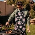 thumbnail image 4 of Pioneer Flower Floral Print Pattern Cotton Linen Apron with Pockets, Waterproof Adjustable, 33x27 Inch for Kitchen, Gardening, BBQ, Salon, 4 of 6