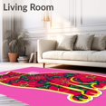 thumbnail image 2 of ODIKA 2'x3' Machine Washable Non-Slip Area Rug, Mosaic Cat with Vibrant Holiday Floral High Traffic Rug, Red, 742025, 2 of 7