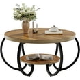 thumbnail image 1 of Round Coffee Table, 2 Tier Coffee Table for Living Room, Circle Wood Accent Center Tables with Open Storage Industrial Design, 1 of 1