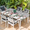 thumbnail image 2 of Grey Christmas Table Cloths for 4 Foot Rectangle Tables, Snowman Xmas Tree Snowflake Winter Patio Waterproof Elastic Fitted Tablecloths, Washable Rectangular Table Cover for Camping, 2 of 8