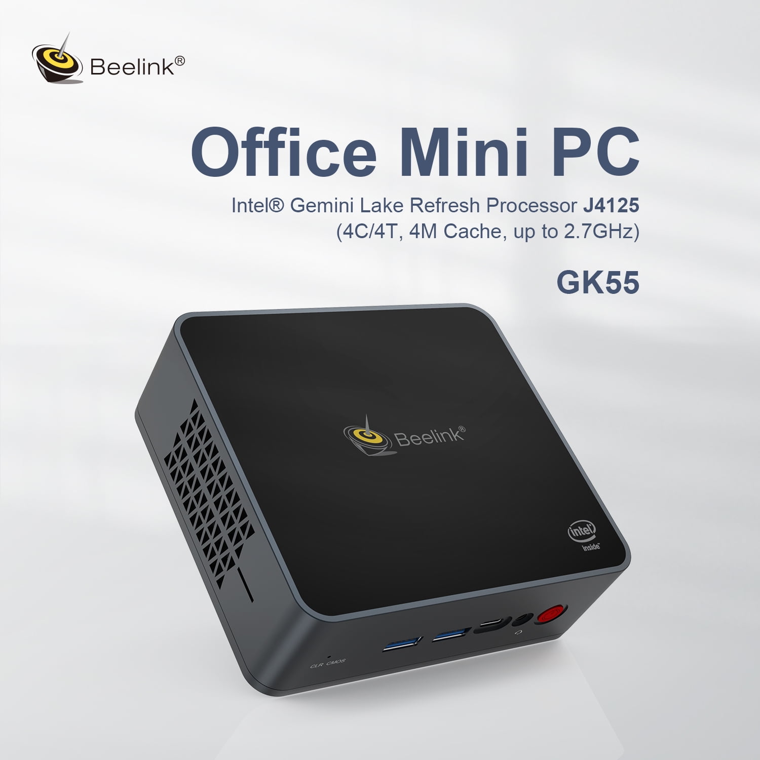 Mini PC Beelink GK55 Intel Gemini Lake Processor J4125 up to 2.7GHz Windows 10 Pro,8G LPDDR4/256G SSD High Performance Business Mini Computer,4K UHD,2.4G/5G Dual WiFi,BT4.0,Dual HDMI Ports,Dual Gigabit Ethernet