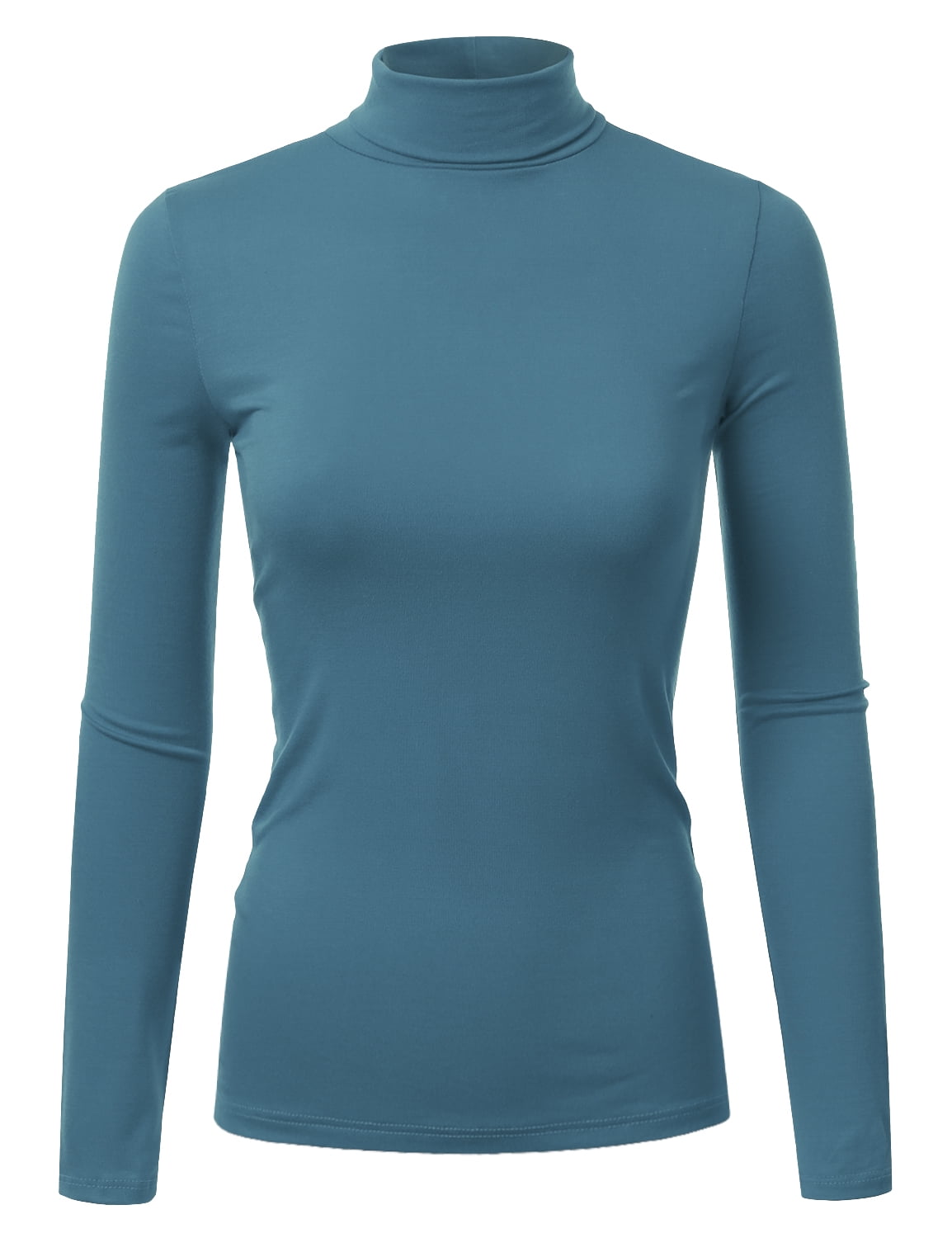 Doublju Women's Long Sleeve Turtleneck Lightweight Pullover Top Sweater ...