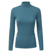 Doublju Women's Long Sleeve Turtleneck Lightweight Pullover Top Sweater with Plus Size