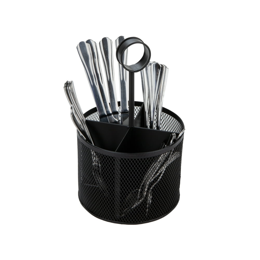 Mind Reader 4 Section Round Steel Mesh Utensil Holder with Handle
