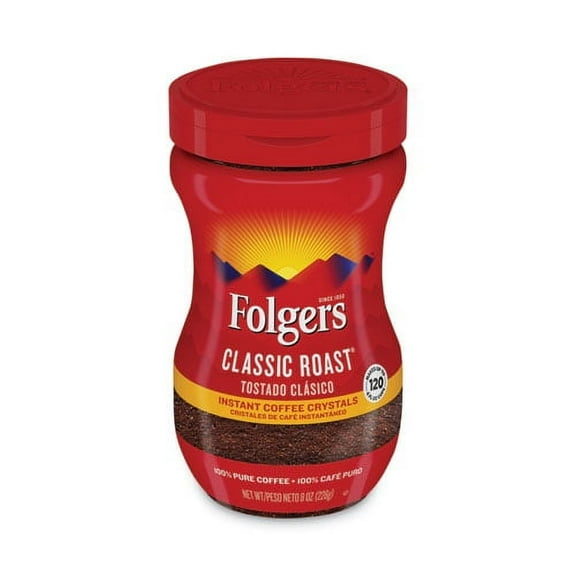 Instant Coffee Crystals, Classic Roast, 8 Oz Jar, Medium | Bundle of 2 Each
