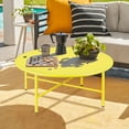 thumbnail image 5 of CERBIOR Patio Round Steel Coffee Table, Weather Resistant Anti-Rust and Waterproof Indoor and Outdoor Large Side Table, for Garden Living Room Bedroom Balcony（Lemon Yellow）, 5 of 10