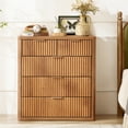 thumbnail image 4 of LEYAOYAO Brown Fluted Dresser of 5 Drawers, Dresser Chest with Easy Pull Metal Handles for Bedroom, Living Room, 4 of 7